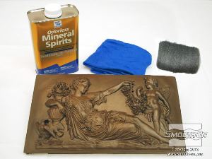 לחיצה להגדלת תמונה שלב הגימור: עבור המראה המתכתי הריאליסטי ביותר מומלץ להשתמש בטרפנטין, צמר פלדה ומשחת נעליים.