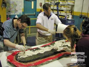 לחיצה להגדלת תמונה מורחים על המצבה והחימר גומי פוליאוריתן Brush-On® 40. מורחים את השכבה הראשונה בעדינות לכל הפרטים במודל.